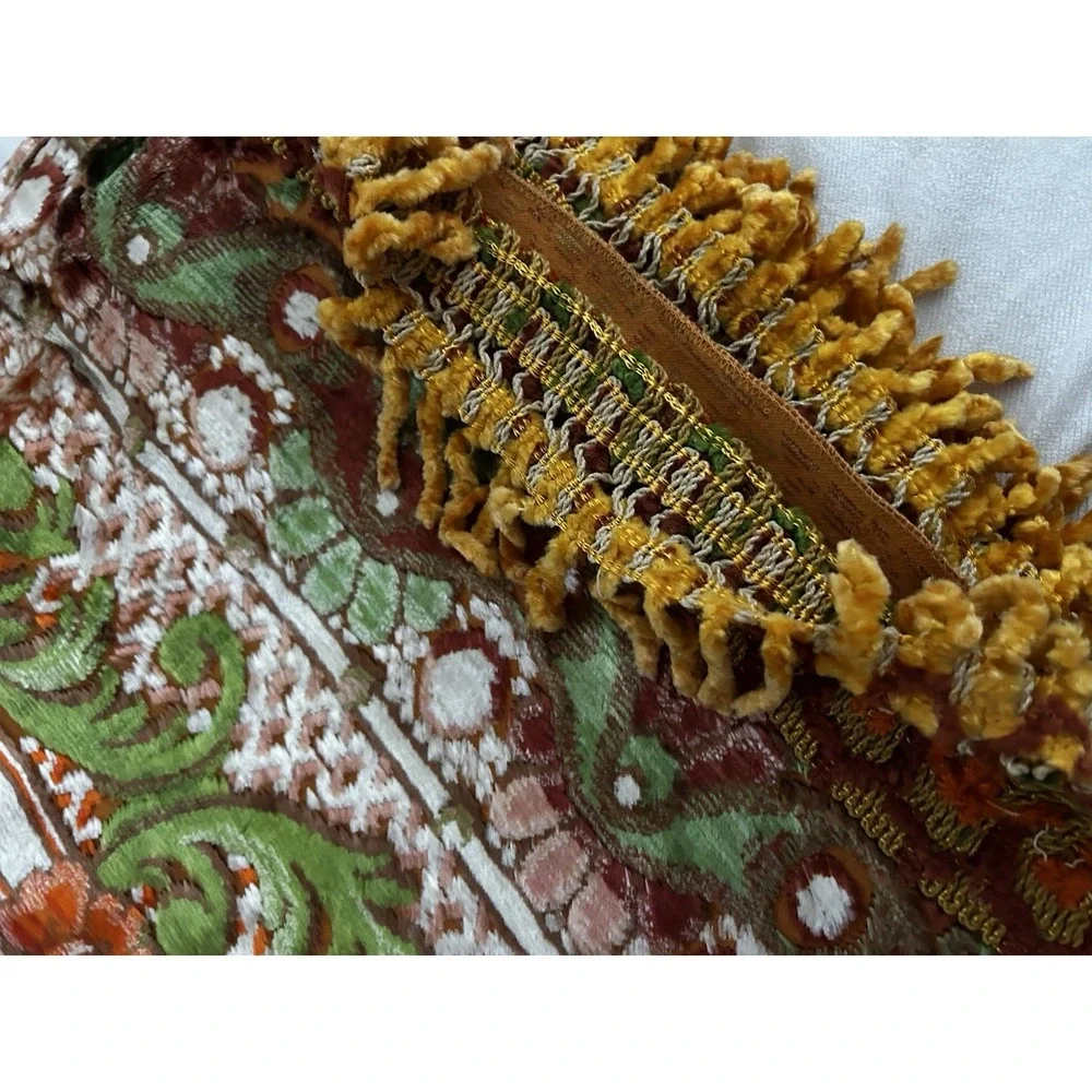 Vintage Italian Velvet Cherub Tapestry Bedspread 83x67